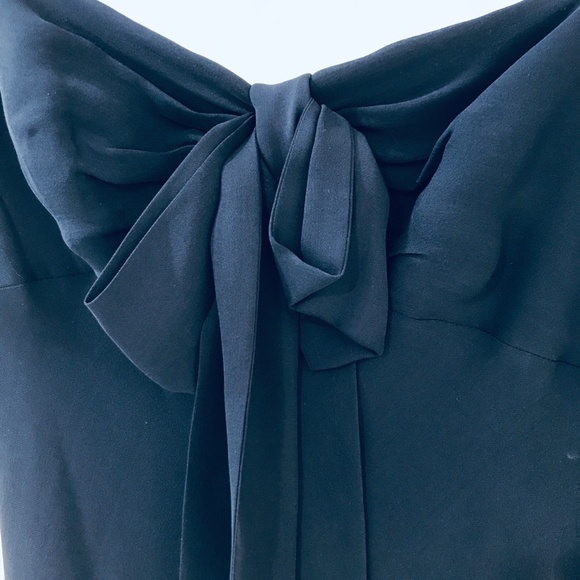 LAUNDRY BY DESIGN Long Dress {4} Gown Navy Blue Silk Chiffon Spaghetti S… - Picture 3 of 14